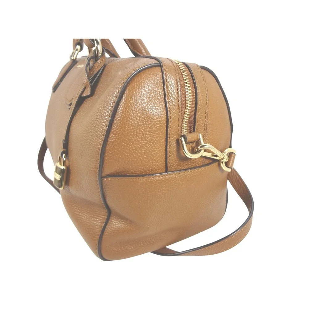 Michael Kors Mercer Medium Duffel Satchel Shoulder Bag Pebbled Leather Camel - Picture 4 of 8